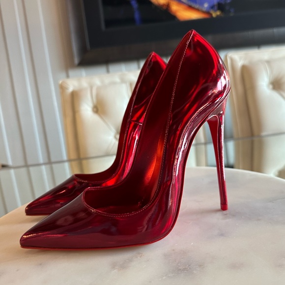 CHRISTIAN LOUBOUTIN Kate 100 iridescent psychic patent leather pumps 37 Red - Picture 13 of 17